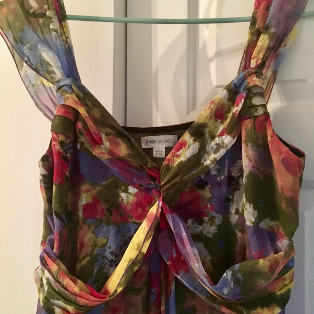 Soft Flowered Sleeveless Dress Size L